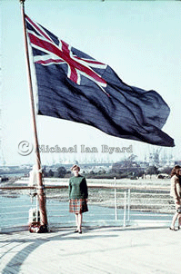 Blue Ensign at Orsova's Taffrail